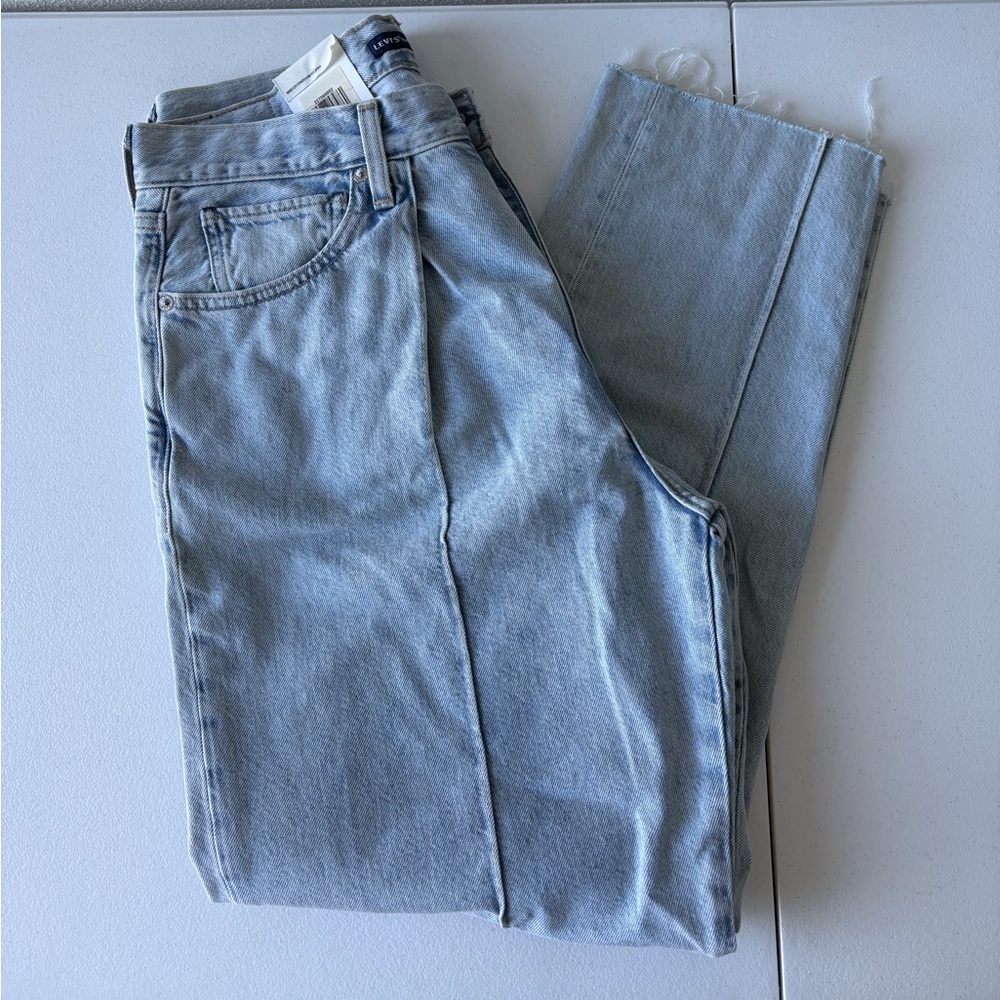Levi’s Made & Crafted Pleated Column Size 29 High Rise Straight Leg Light Wash - Picture 2 of 16